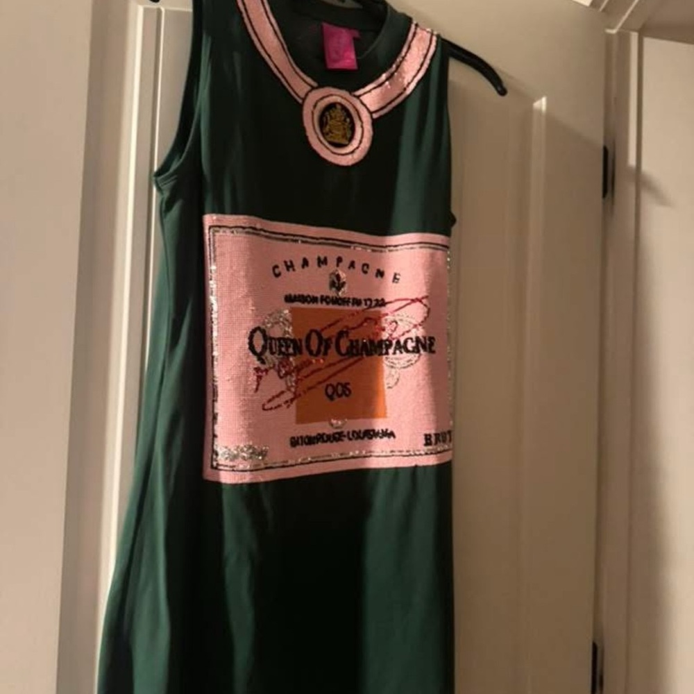 QUEEN OF SPARKLES Green and Pink Dress